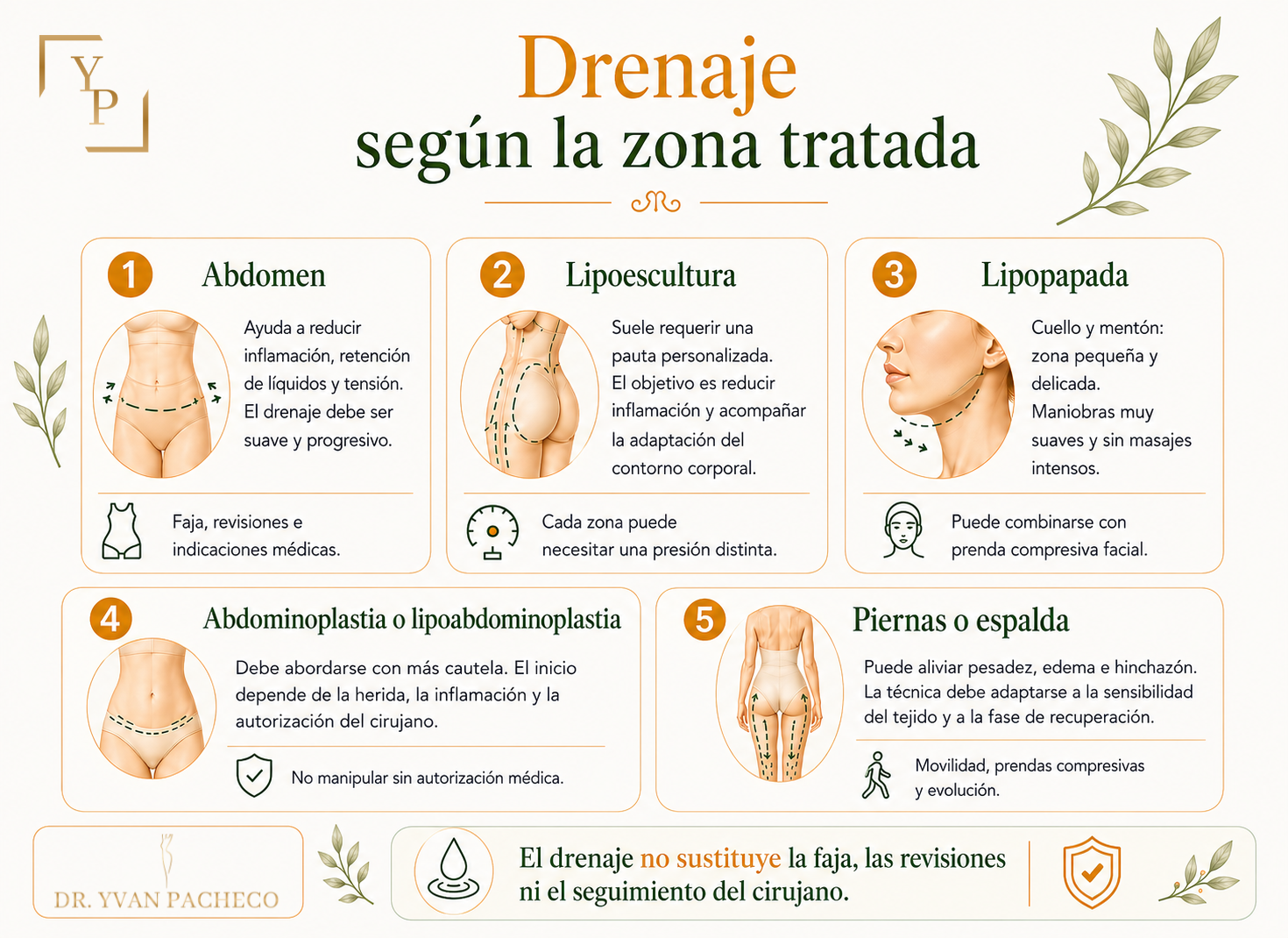 infografia drenaje segun la zona tratada